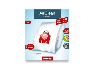 Miele FJM XL-Pack AirClean Vacuum Cleaner Bags - 8 pack + 2 motor filter + 2 exhaust filters