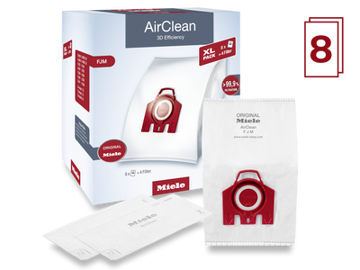 Miele FJM XL-Pack AirClean Vacuum Cleaner Bags - 8 pack + 2 motor filter + 2 exhaust filters