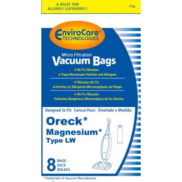 Oreck type LW Magnesium Micro Filtration Vacuum Cleaner Bags - 8 pack