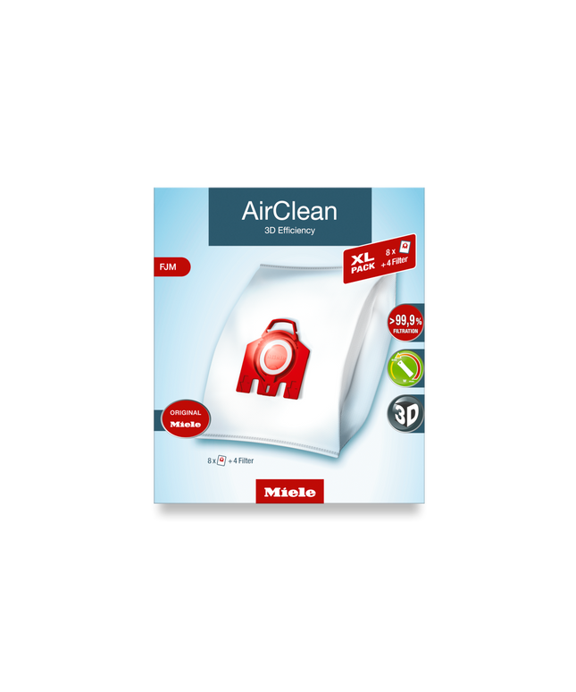 Miele FJM XL-Pack AirClean Vacuum Cleaner Bags - 8 pack + 2 motor filter + 2 exhaust filters