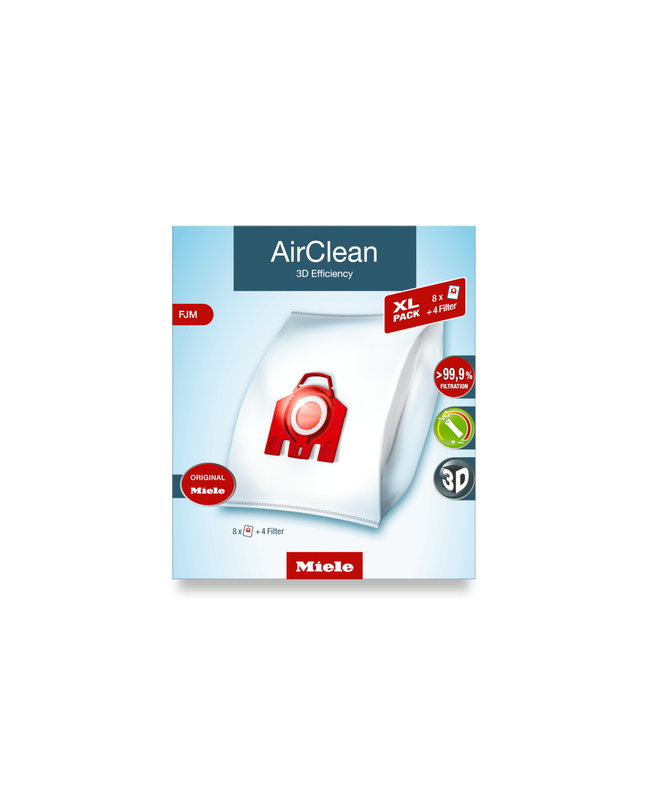 Miele FJM XL-Pack AirClean Vacuum Cleaner Bags - 8 pack + 2 motor filter + 2 exhaust filters