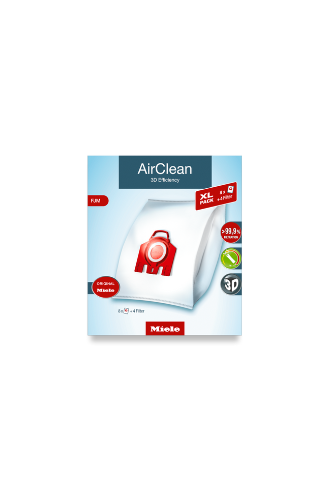 Miele FJM XL-Pack AirClean Vacuum Cleaner Bags - 8 pack + 2 motor filter + 2 exhaust filters