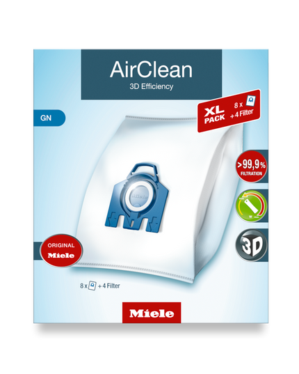 Miele GN XL-Pack AirClean Vacuum Cleaner Bags - 8 pack + 2 motor filter + 2 exhaust filters