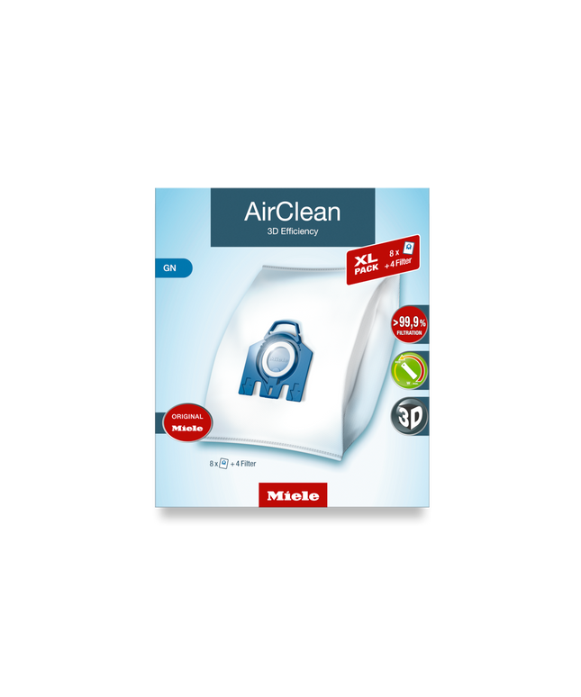 Miele GN XL-Pack AirClean Vacuum Cleaner Bags - 8 pack + 2 motor filter + 2 exhaust filters