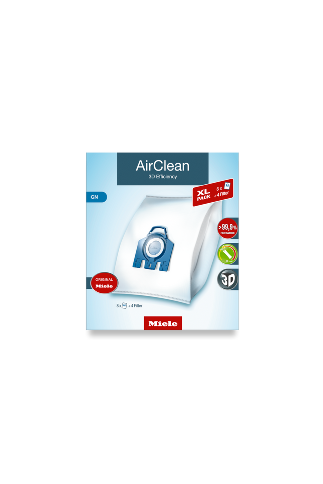 Miele GN XL-Pack AirClean Vacuum Cleaner Bags - 8 pack + 2 motor filter + 2 exhaust filters