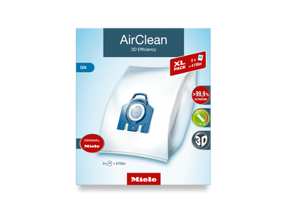 Miele GN XL-Pack AirClean Vacuum Cleaner Bags - 8 pack + 2 motor filter + 2 exhaust filters