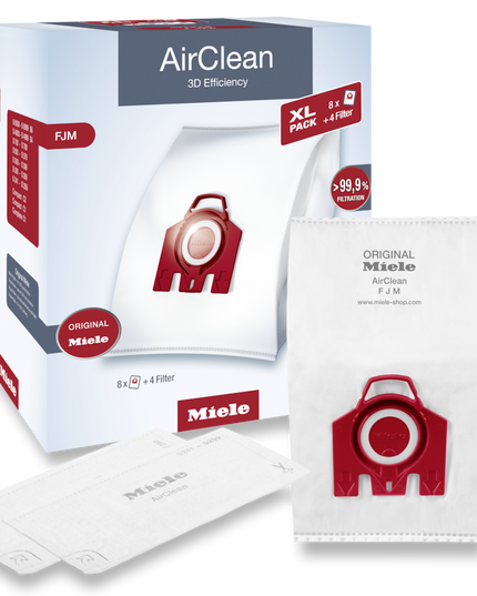 Miele FJM XL-Pack AirClean Vacuum Cleaner Bags - 8 pack + 2 motor filter + 2 exhaust filters
