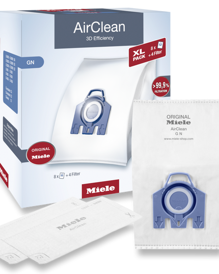 Miele GN XL-Pack AirClean Vacuum Cleaner Bags - 8 pack + 2 motor filter + 2 exhaust filters