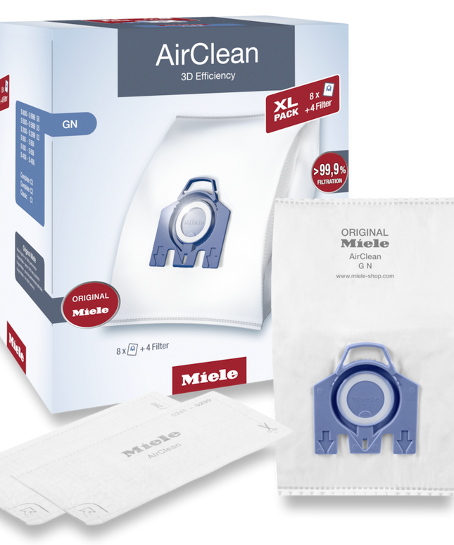 Miele GN XL-Pack AirClean Vacuum Cleaner Bags - 8 pack + 2 motor filter + 2 exhaust filters