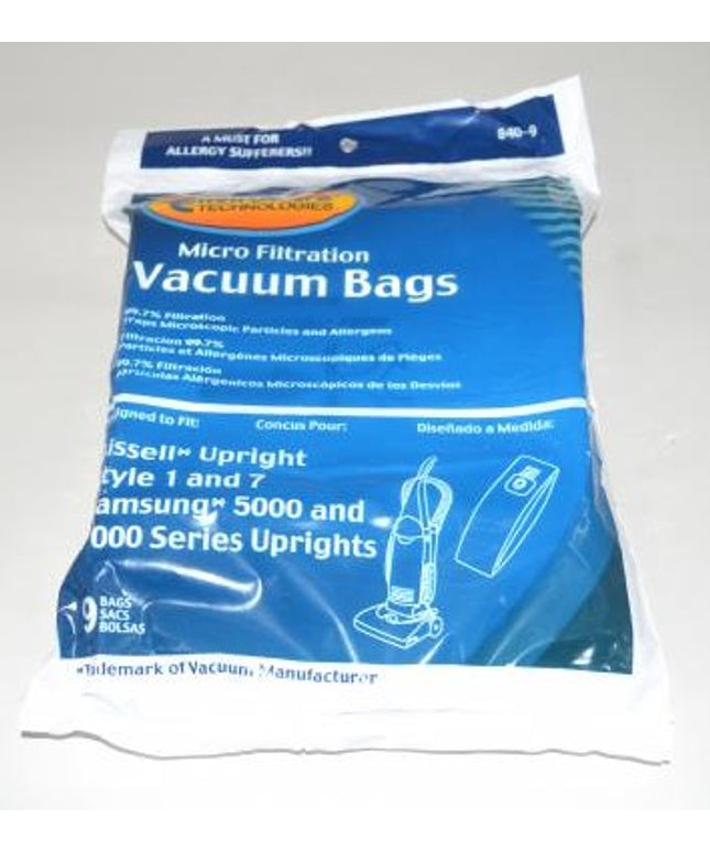 Bissell Upright Style 1 and 7  Vacuum Bags - 9 pack