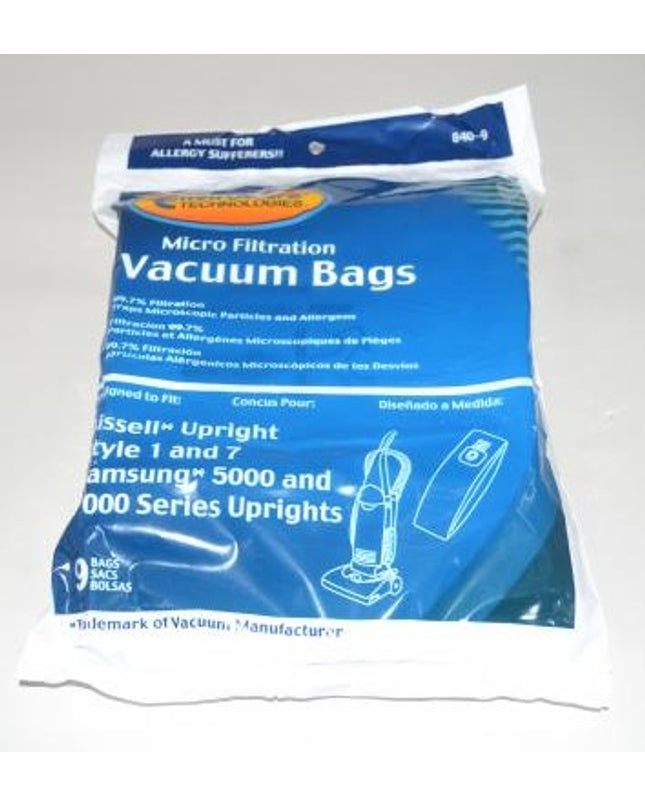 Bissell Upright Style 1 and 7  Vacuum Bags - 9 pack