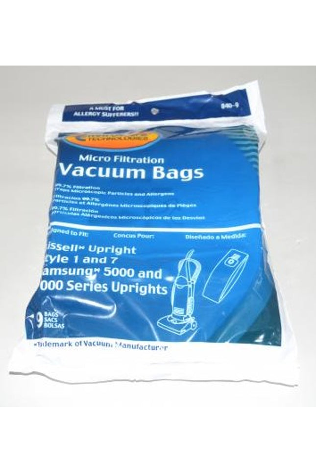 Bissell Upright Style 1 and 7  Vacuum Bags - 9 pack