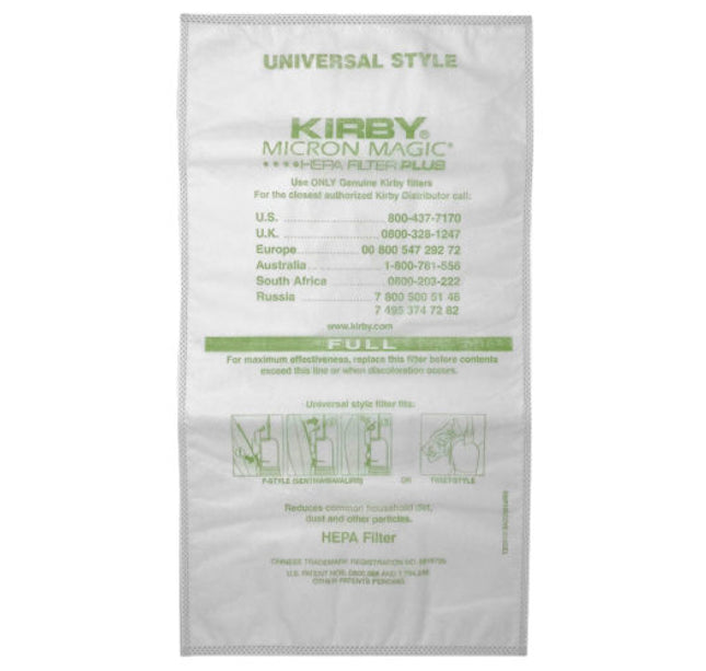 Kirby MicroAllergen HEPA PLUS Filter Bags For Avalir & Older - 6 pack