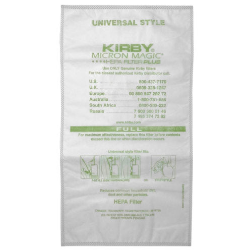Kirby MicroAllergen HEPA PLUS Filter Bags For Avalir & Older - 6 pack