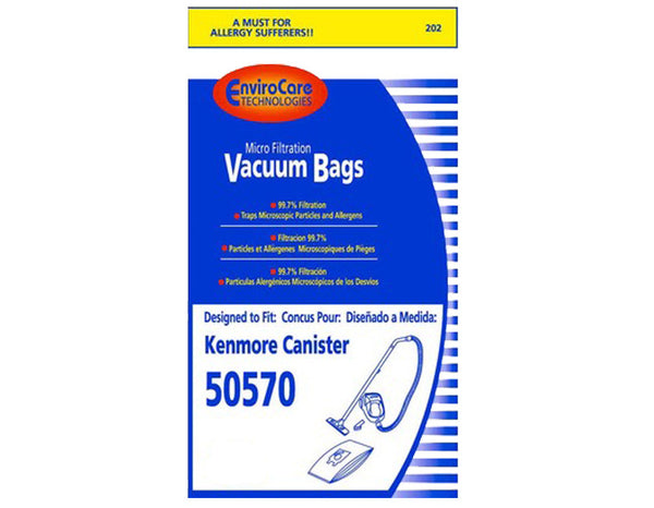 EnviroCare 20-50570 Vacuum Bags For Kenmore Canister – 8-Pack, Micro Filtration (Fits 609315)
