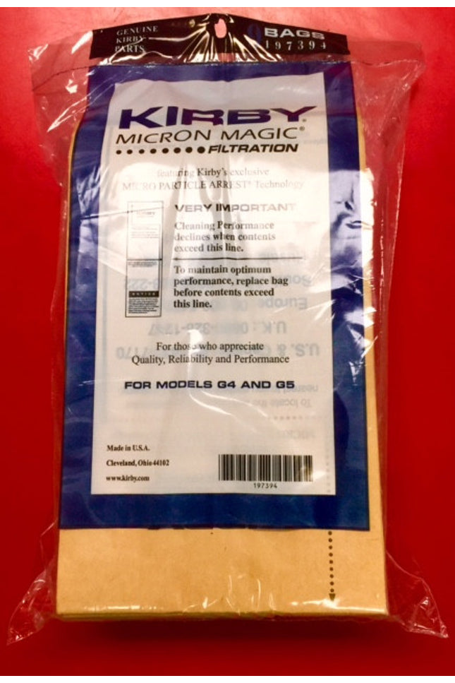 Kirby Twist Style Paper Bags G4 & G5 (9 pack) Vacuum Bags Part # 197394A