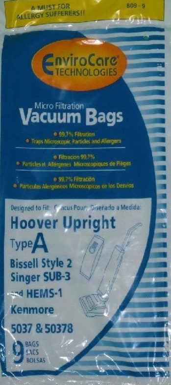 Hoover type A Vacuum Bags - 9 pack
