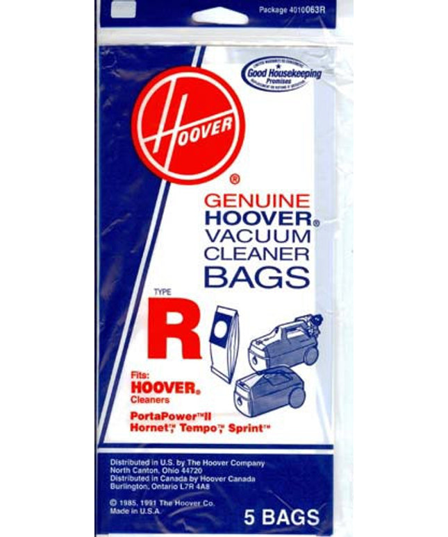 Hoover type R Vacuum Bags (5 pack) Part # 4010063R