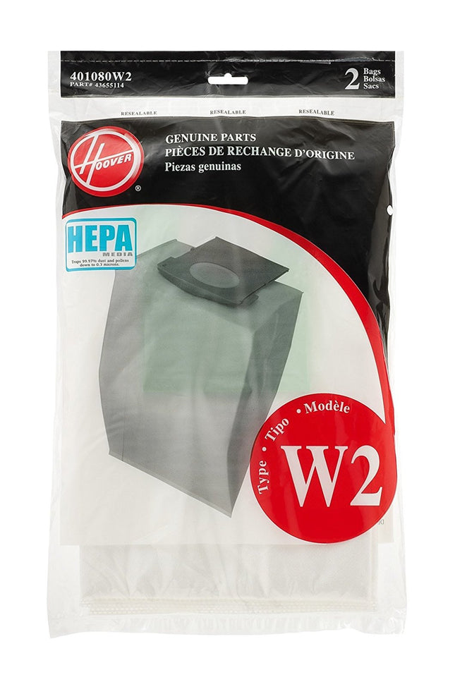 Hoover Type W2 HEPA Bag (2 pack) Part # 401080W2