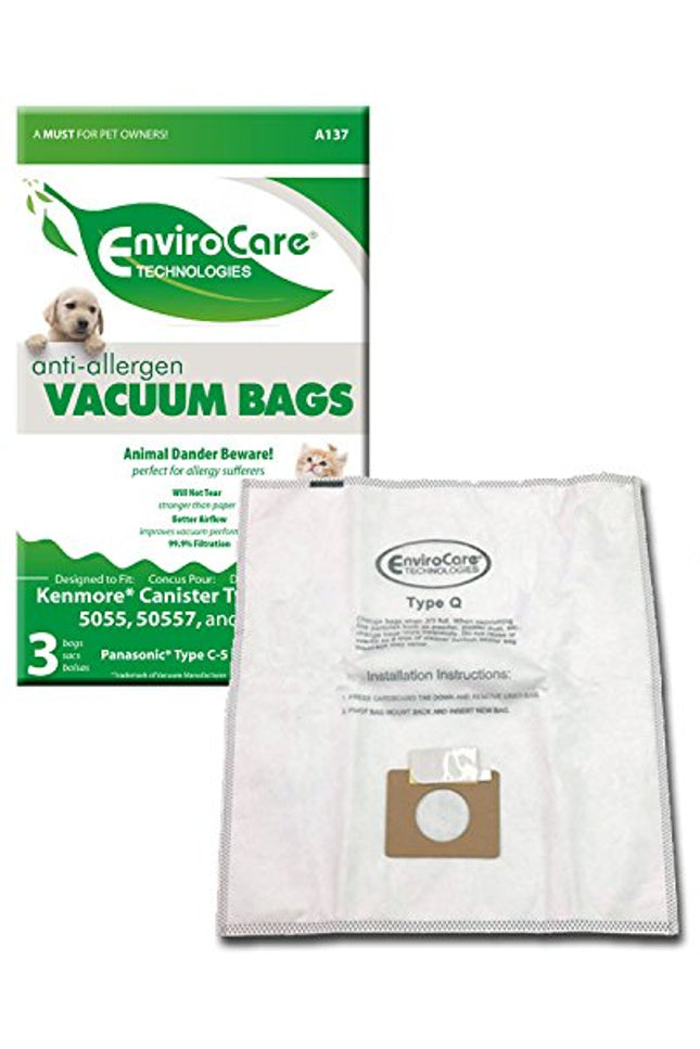 Kenmore Canister type C / Q 5055 50557 50558 Anti Allergy Vacuum Bags - 3 Pack