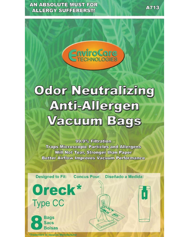 Oreck type CC Anti Odor / Allergen Vacuum Bags (8 Pack)