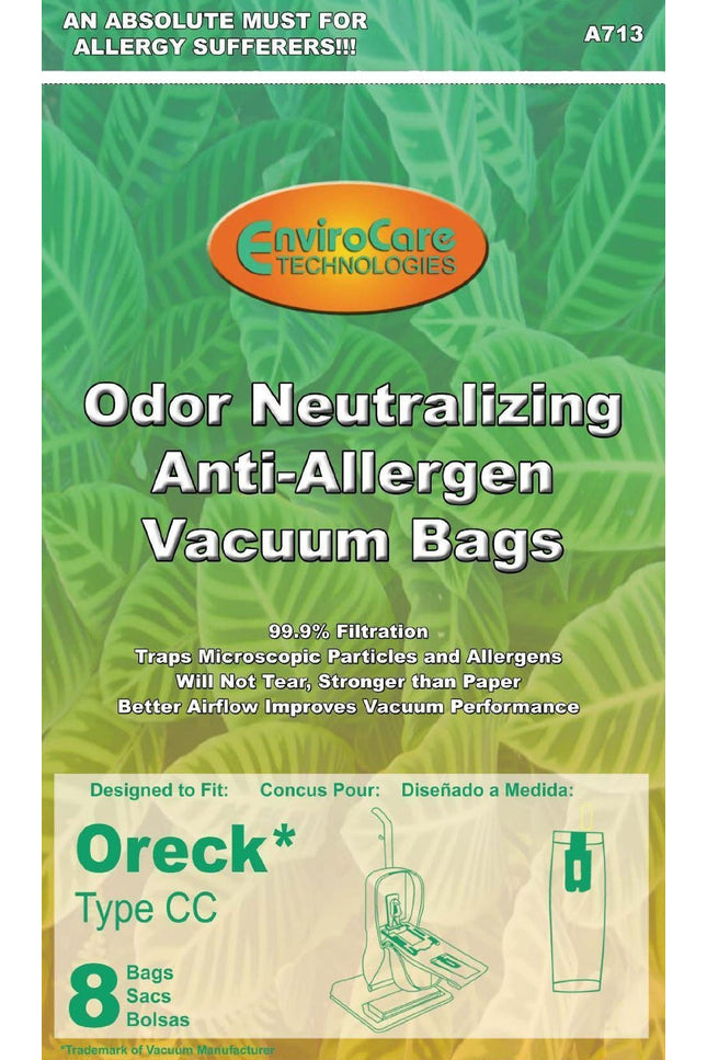 Oreck type CC Anti Odor / Allergen Vacuum Bags (8 Pack)