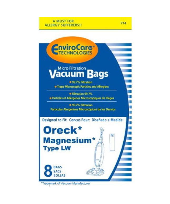Oreck type LW Magnesium Micro Filtration Vacuum Cleaner Bags - 8 pack