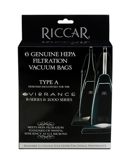 Riccar type A Vibrance HEPA Vacuum Bags (6 pack) Part # RAH-6  for classic style models