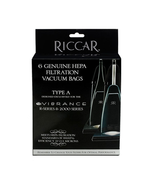 Riccar type A Vibrance HEPA Vacuum Bags (6 pack) Part # RAH-6  for classic style models