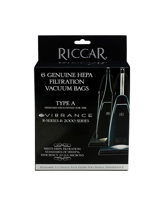 Riccar type A Vibrance HEPA Vacuum Bags (6 pack) Part # RAH-6  for classic style models
