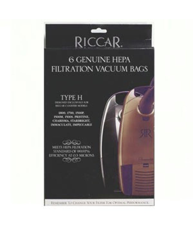 Riccar Type H Canister HEPA Media Vacuum Bags (6 Pack) Part # RHH-6