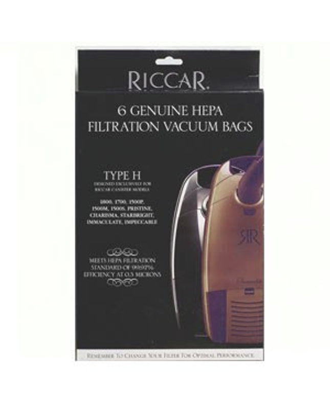 Riccar Type H Canister HEPA Media Vacuum Bags (6 Pack) Part # RHH-6