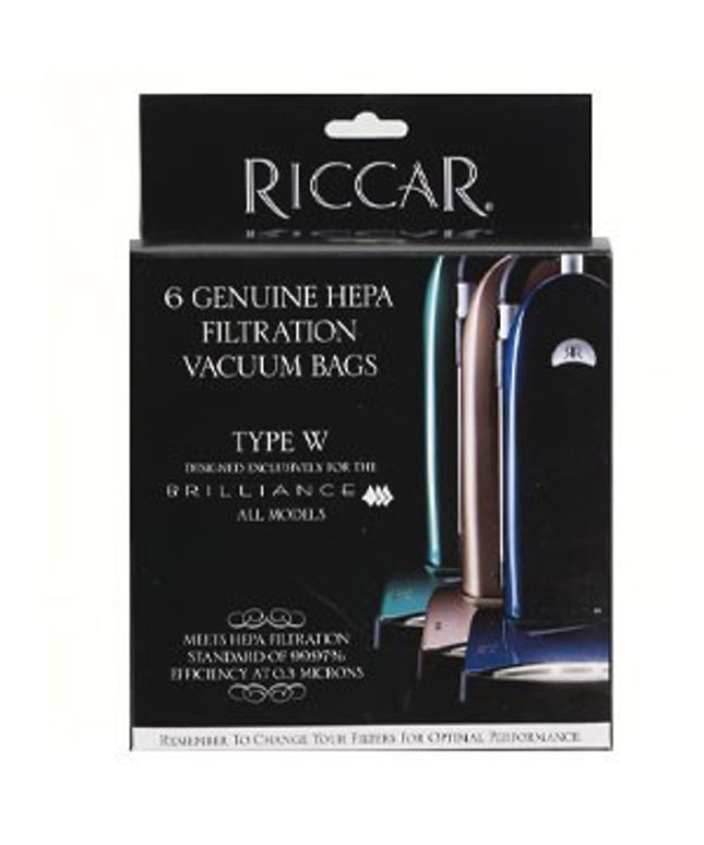 Riccar type W Brilliance HEPA Vacuum Bags (6 Pack) Part # RWH-6 for older models