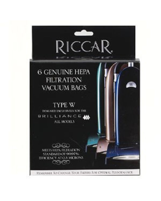 Riccar type W Brilliance HEPA Vacuum Bags (6 Pack) Part # RWH-6 for older models