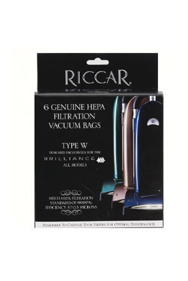 Riccar type W Brilliance HEPA Vacuum Bags (6 Pack) Part # RWH-6 for older models