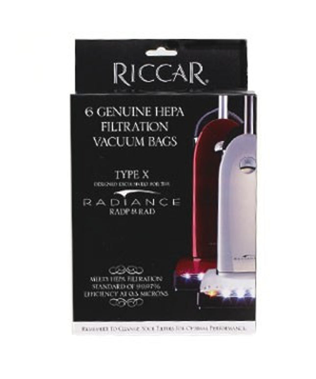 Riccar Type X Radiance HEPA Media Vacuum Bags, (6 Pack) Part # RXH-6
