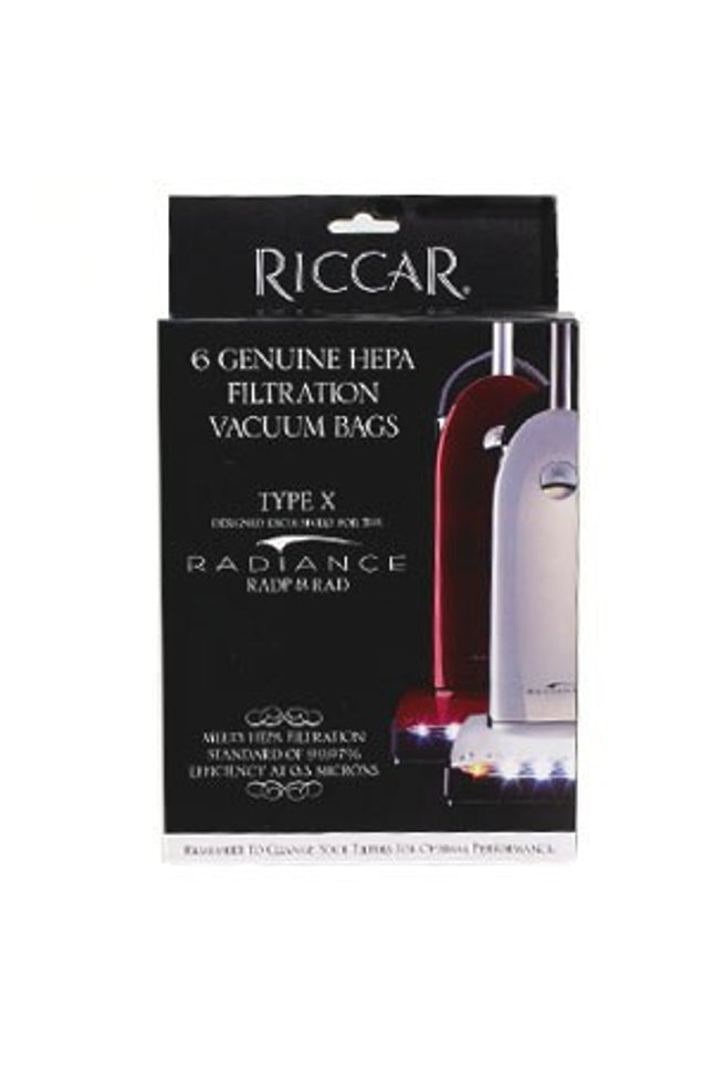 Riccar Type X Radiance HEPA Media Vacuum Bags, (6 Pack) Part # RXH-6