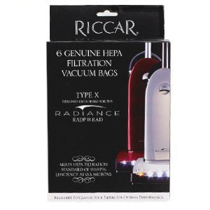 Riccar Type X Radiance HEPA Media Vacuum Bags, (6 Pack) Part # RXH-6