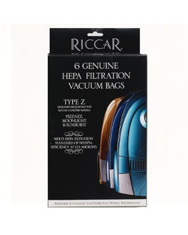 Riccar Moonlight, Pizzazz and Sunburst Canister HEPA Media Vacuum Bags (6 Pack) Original Riccar Part # RZH-6
