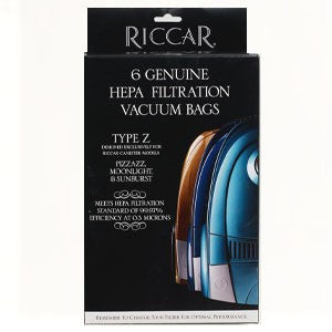Riccar Moonlight, Pizzazz and Sunburst Canister HEPA Media Vacuum Bags (6 Pack) Original Riccar Part # RZH-6
