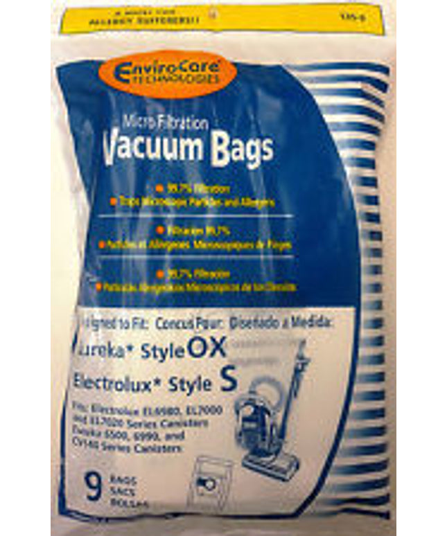Electrolux style  S and Eureka style OX Vacuum Bags  - 9 pack
