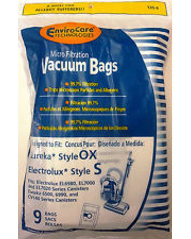 Electrolux style  S and Eureka style OX Vacuum Bags  - 9 pack