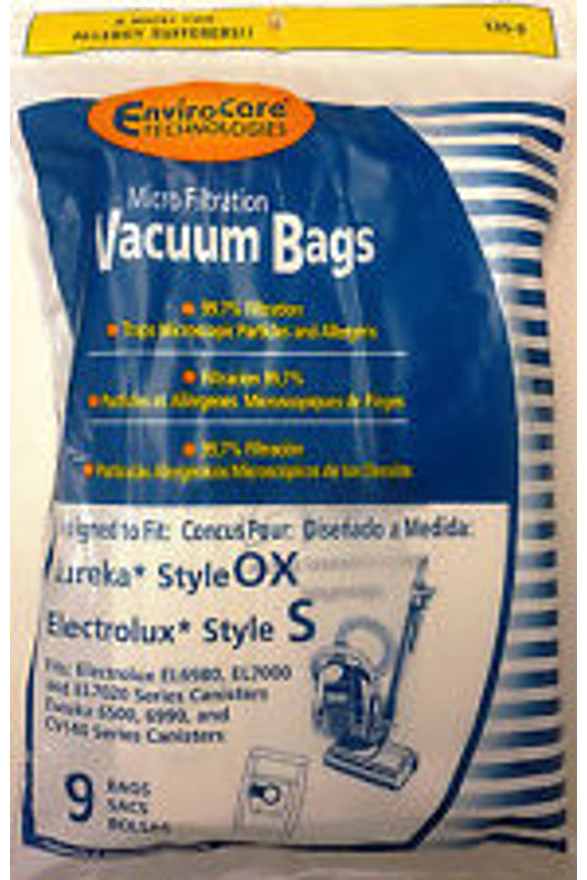 Electrolux style  S and Eureka style OX Vacuum Bags  - 9 pack